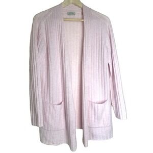 Kinross 100% Cashmere Cardigan Clean Girl Coastal Grandma Pink Size M